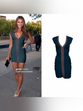 Plung Front Zipper Bandage Dress As Seen On Irina Shayk